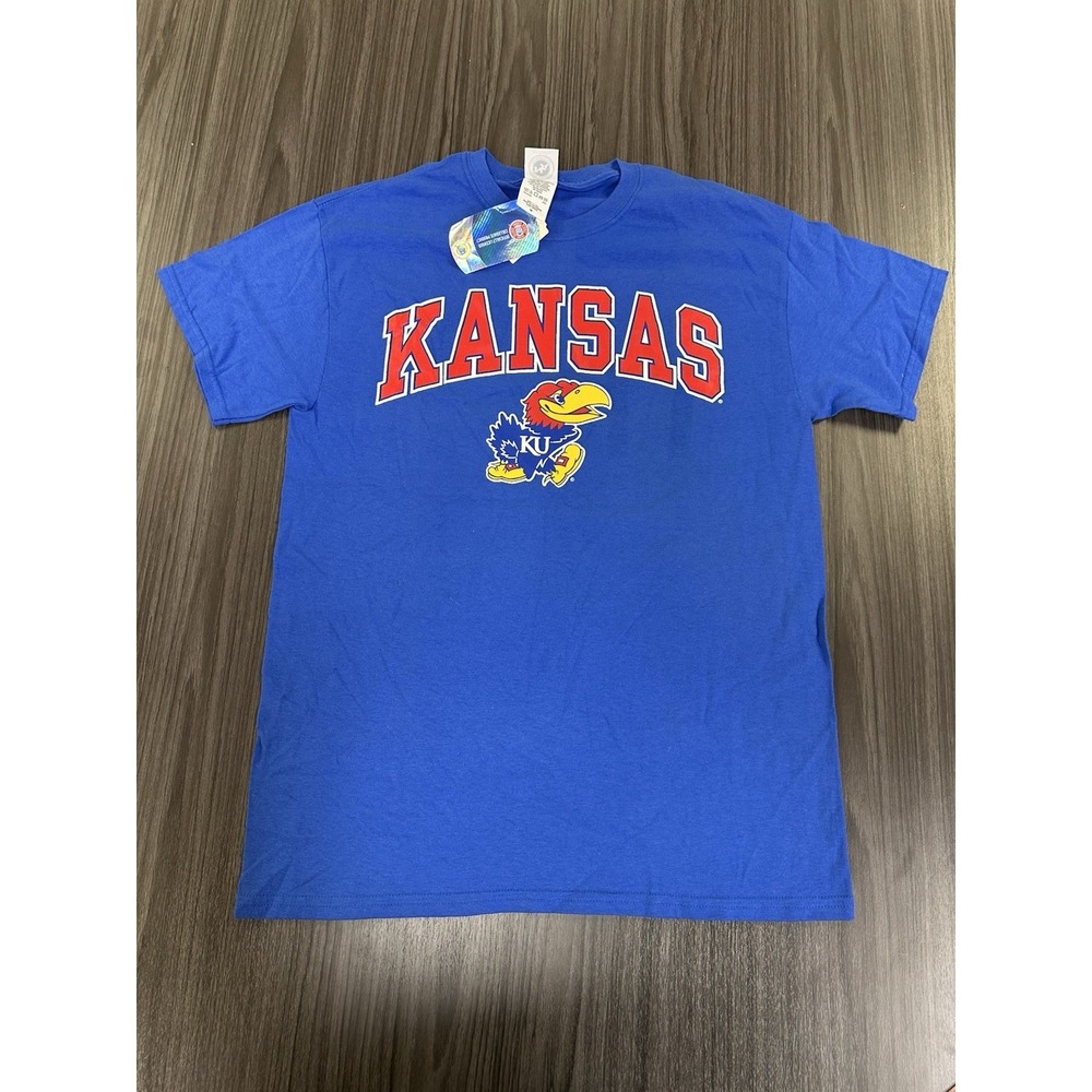 New Kansas Jayhawks New Agenda Short Sleeve T-Shirt Men's Medium NWT NCAA Blue